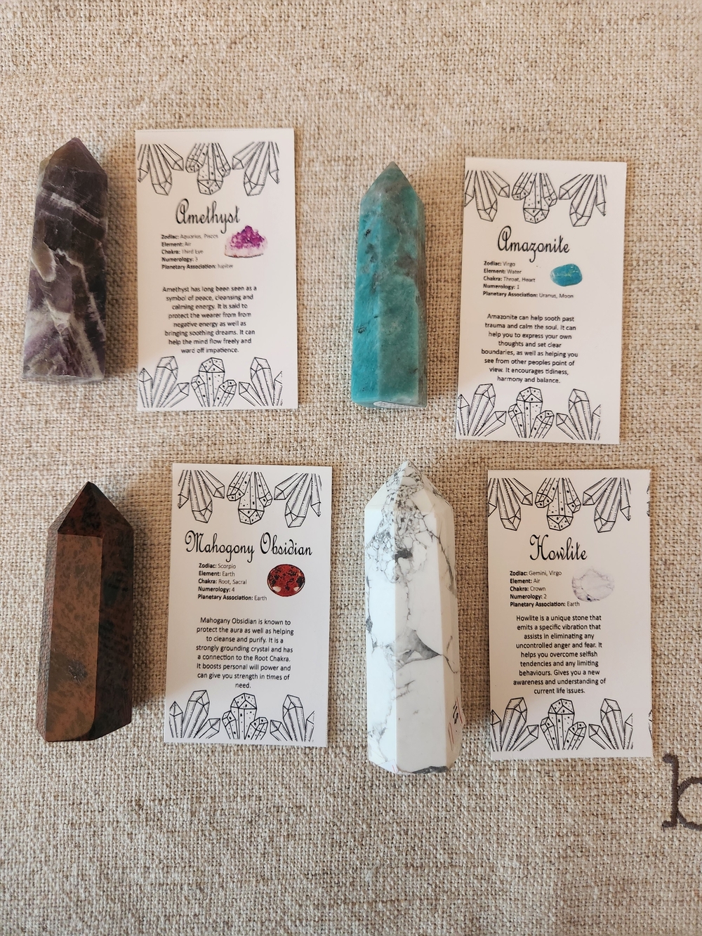 ✨ Natural Crystal Tower Bundle – 5 Piece Set + Info Cards ✨